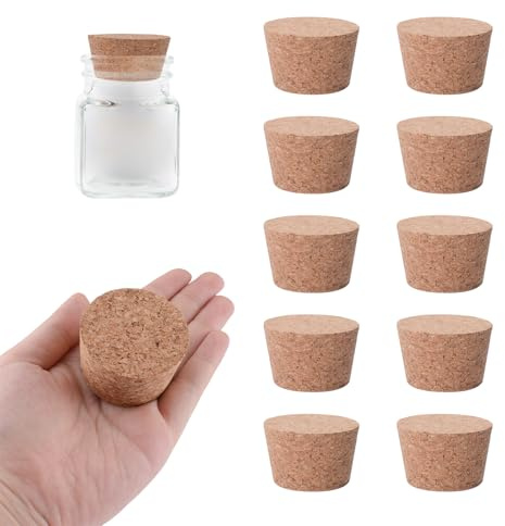 INCREWAY 10PCS Tapered Cork Stoppers Durable Wooden Wine Bottle Stopper Cork Plugs for Wine Bottle Glass Bottle Jars, 43 * 48 * 30mm