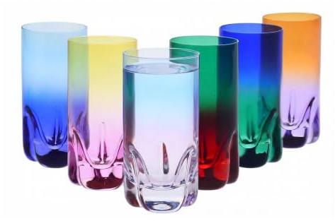 Krosno – Bicchieri per drink, acqua e succhi 300 ml – Set da 6 pezzi in 6 colori unici – Collezione Aurora – Cristallo senza piombo – Dipinti a mano