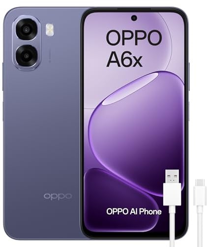 OPPO Smartphone A6x 4GB+128GB, Qualcomm Snapdragon 685, Pantalla HD+ 6,75, Cámara 13MP, Batería 6100 mAh (Morado)