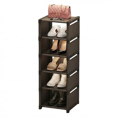 Yxmohala Schuhregal Schuhhalter 6 Ebenen, Platzsparend Schuhständer, Schuh Regal Stapelbar, Schuhschrank Schuhaufbewahrung Shoe Rack, Schwarz - Schuhablage für Flur, Eingangsbereich, Kleine Wohnungen