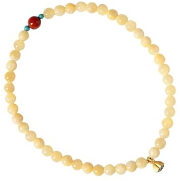 Piceioep Inspiriertes gelbes Jade Perlenarmband, handgefertigter Schmuck, kulturelles Symbol für Glück und Gelassenheit, Perlenarmband für viel Glück