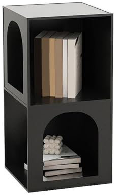 RUNZE765Z Display Storage Shelves Light Luxury Creative Vertical Iron Bookshelf Double-decker Living Room Corner Storage Stand Freestanding(Black)