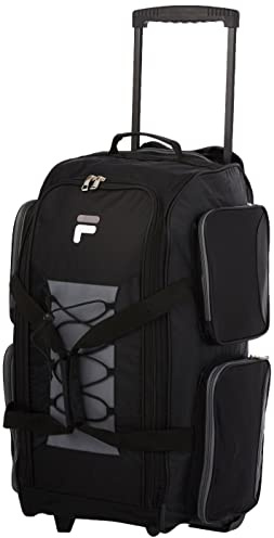 FILA Unisex Leichte Reisetasche mit Rollen, 66 cm Sportsack, Schwarz