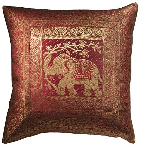 Indian Arts Fair Trade indischen Brokat Arbeit Elefant Kissen Cover 45 x 45 cm