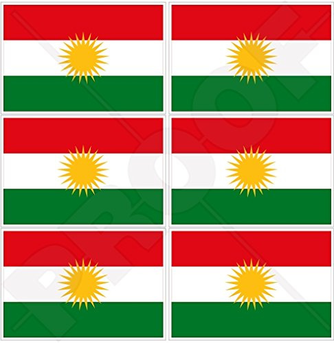 Mini-Aufkleber, Kurdische Flagge, Kurd Alaya Rengîn, Kurdisch, 40 mm, Vinyl, 6 Stück
