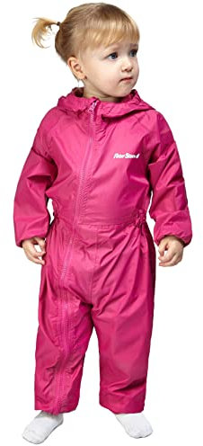 Peter Storm Kids' Waterproof Suit with Elastic Cuffs, Waist and Hem, Rain Suit, Splash Suit, Puddle Suit, All-in-one Overalls for Girls and Boys (Pink, 2-3 Years)