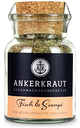 Ankerkraut Fisch & Scampi, 70 g im Korkenglas - Gewürz für Fisch, Mischung würzender Zutaten mit Basilikum, Meersalz, Rohrohrzucker, Knoblauch und mehr