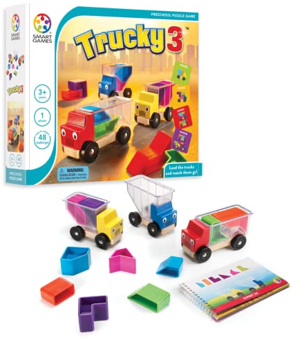 smart games - Trucky 3, Preschool Puzzle Game with 48 Challenges, 3+ Years