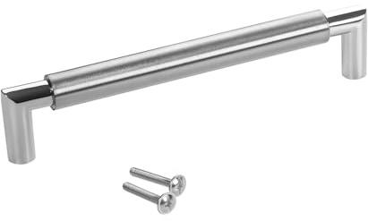 10 x SO-TECH® Möbelgriff Schrankgriff E9 echt Edelstahl BA 160 mm/Ø 16 mm mit verchromten Sockeln/Design trifft auf Funktion