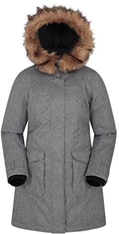 Mountain Warehouse Aurora Extreme Womens Down Jacket | Ladies Water Resistant Puffer Coat with Faux Fur Trim Hood, Warm & Comfy Thermal Tested -40 °C with Zipped Pockets for Winter