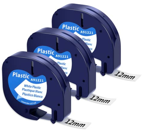 Uni Star Schriftband, kompatibel mit Dymo LetraTag Etikettendrucker, 12 mm x 4 m, kompatibel mit Dymo LetraTag LT-100H, LT 100T LT 110T QX 50 XR XM 2000 Plus 3 91201(3)