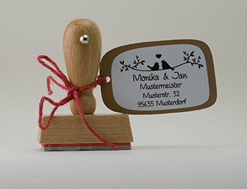 Webermann personalisierbarer Holz Stempel mit Namen & Adresse - 35 x 50 x 80mm Adressstempel individualisierbar - Stempel für Grußkarten, Hochzeit, Firmung, Taufe