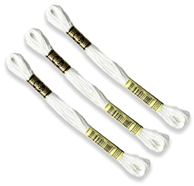 DMC - 3 Stränge Mouliné Spécial 117MC STRAHLENDES WEISS B5200-100% Baumwoll-Stickgarn - Für alle Sticktechniken geeignet, ideal für Kreuzstich