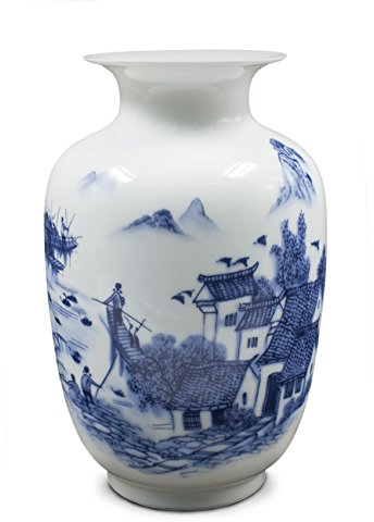 Dahlia Ancient Waterside Village Blumenvase, Porzellan, 22,9 cm, Melonen-Form