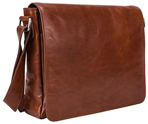 Leonhard Heyden Umhängetasche Schultertasche mit Laptopfach Cambridge Shoulder Bag Cognac braun