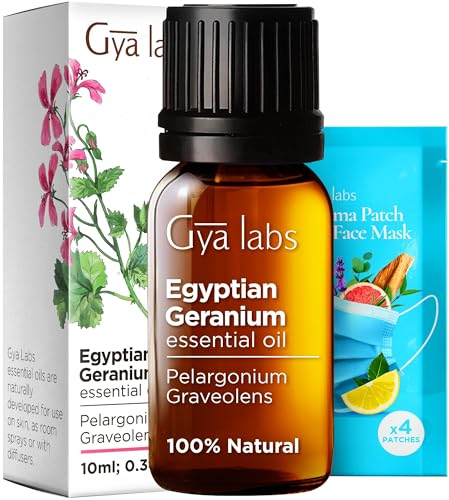 Gya Labs Ätherisches Ägyptische Geranie Öl für Diffuser - 100% Reines Natürliches Aromatherapie Geranienöl für die Haut, Haarpflege & Kerzenherstellung (10 ml)