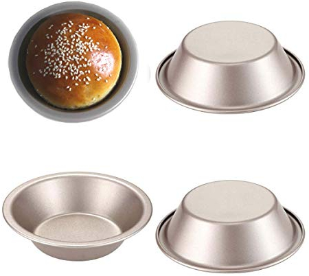 CANDeal Lot de 4 Plat de cuisson antiadhésif pour mini pain, Burger Hamburger, 10cm, Rond Moule à Pain