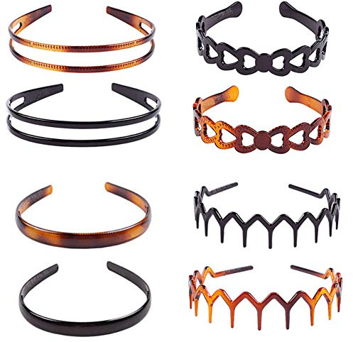 Lot de 8 serre-tête en plastique rigide unisexe avec dents de requin