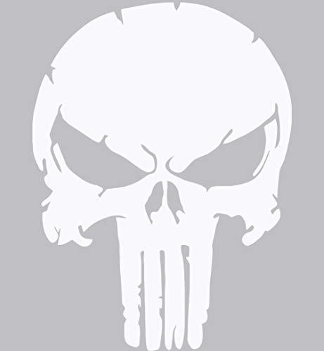 Punisher Wandtattoo Wandaufkleber Schädel Totenkopf Wandsticker Skull (M 28cm(H) x 20cm(B), Weiss)