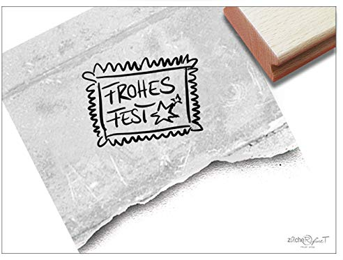 Stempel Weihnachtsstempel als Briefmarke, Einzeln oder 4er-Set - Textstempel Weihnachten Karten Weihnachtspost Geschenkanhänger Deko - zAcheR-fineT (Frohes Fest)