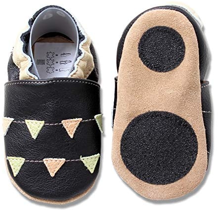 HOBEA-Germany Lauflernschuhe Hausschuhe Kinderschuhe Mädchen, Schuhgröße:18/19 (6-12 Monate), Modell Schuhe:Girlanden schwarz