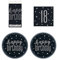 18th Birthday Black and Silver Glitz Tableware Pack for 16
