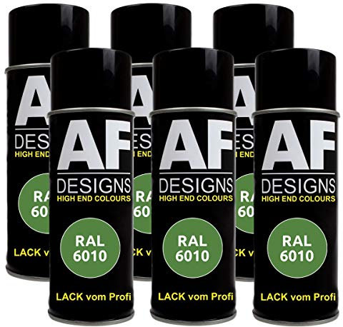 Alex Flittner Designs Lot de 6 bombes de peinture RAL pour voiture - Couleur : vert gazon mat - RAL6010