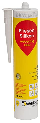 WEBER | Piastrelle in silicone weber.fug 880, 310 ml/cartuccia, antimuffa ed elastico, per interni ed esterni, per piastrelle, silicone per fughe, colore: nero