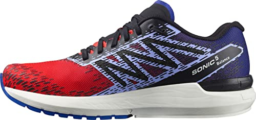 Salomon Men's Sonic 5 Balance Trail Running Shoe, Poppy Red/Clematis Blue/Black, 9 UK