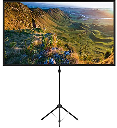 Projector Screen with Stand, 100 Inch Outdoor Projection Screen 16:9 and Tripod Stand, Portable Projector Screen, 1.2 Gain, Lightweight and Compact, Easy Setup, Idea for Home Cinema, Backyard Party.