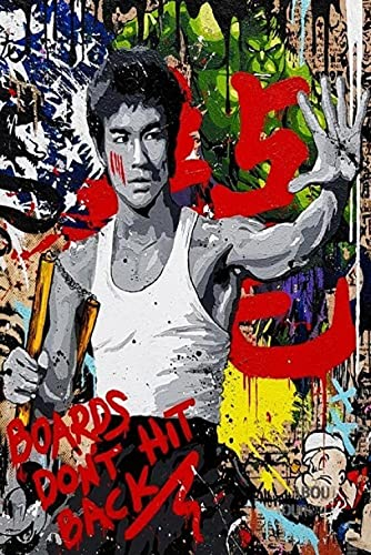 Abstrakte Bruce Lee Nunchaku Graffiti Street Art Poster und Drucke Kung Fu Superstar Leinwand Wandmalerei Bild Für Wohnzimmer Ungerahmt-30x40cm