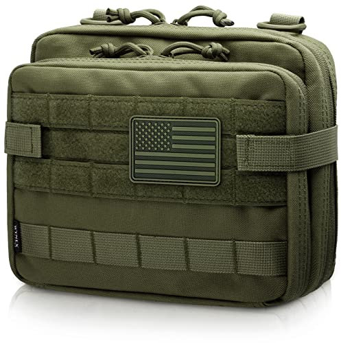 WYNEX Taktische große Admin-Tasche mit doppellagigem Design, Molle EDC EMT Utility Pouch mit Kartenhülle, modulare Werkzeugtasche, große Kapazität, Flaggenaufnäher inklusive: 24,1 cm L x 19,1 cm H x