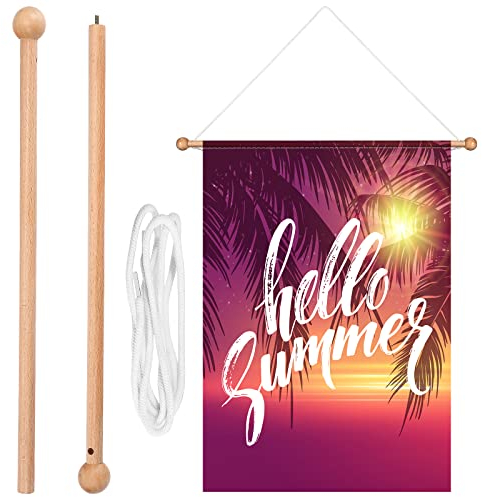 Queekay Holzbanner Stange horizontaler Flaggenaufhänger Garten Banner Flaggenmast Halter Ständer Wimpel Flaggenaufhänger Halter zum Aufhängen Wand Haus Sport Dynastie Firmenflaggen Breite weniger als