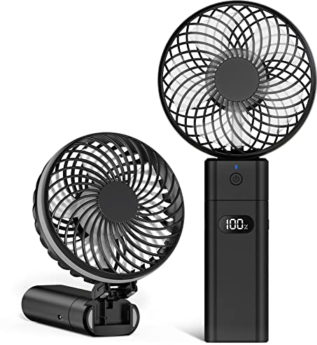 Mini-USB-Ventilator, tragbar, leise, mit Akku 5200 mAh, wiederaufladbar, 5 Geschwindigkeiten für Büro, 4-20 Stunden Nutzung