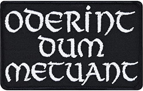 Biker Patch Oderint dum metuant Latein Aufnäher mit Spruch Let them hate so long as they fear Caligula Bügelbild Männer Geschenk Applikation für alle Stoffe & Leder | 80x50mm