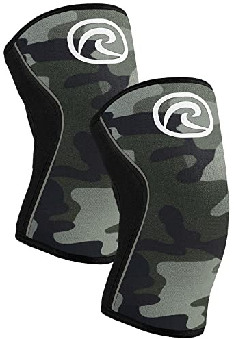 Rehband Power Max Kniebandage Kraftsport 7mm SBR/Neopren, wettkampfgeeignet, Knee Sleeves für Bodybuilding, Powerlifting, Crossfit & schweres Gewichtheben, Farbe:Camo - 1 Paar, Größe:S