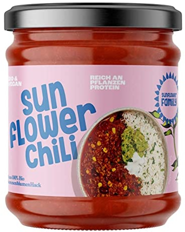 sunflowerFamily sunflowerCHILI im Glas, Fertiggericht vegan Chili sin Carne mit SonnenblumenHACK, 350g