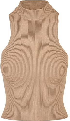 Urban Classics Damen Ladies Short Rib Knit Turtleneck Top T-Shirt, unionbeige, M