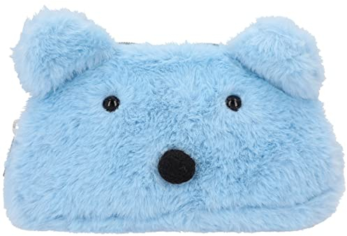 Depesche 11993 TOPModel Iceworld - Kosmetiktasche in Hellblau mit weichem Plüsch-Fell, Eisbären-Gesicht und Ohren, Täschchen mit silbernem Reißverschluss