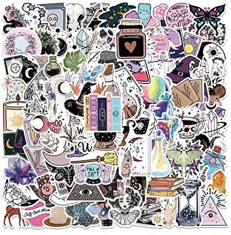 100pcs Boho Aufkleber, Cool Witchy Potion Stickers Packs, Vinyl Waterproof Aesthetic Apothecary Bohemian Decals für Laptop Skateboard Telefon, Party Dekoration Geschenk für Kinder Jugendliche