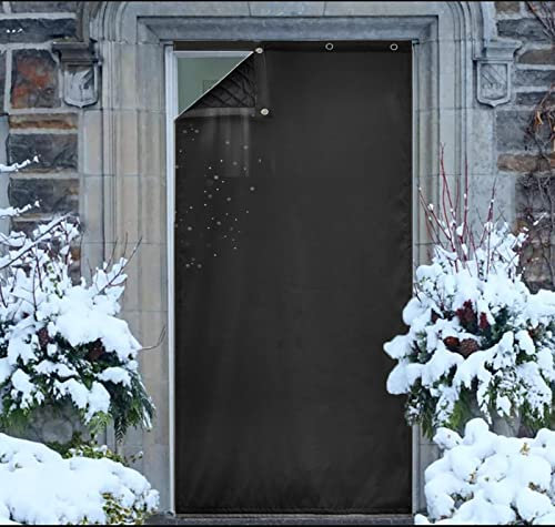 Cozomiz Isolamento Termico Tenda Cerniera Per Porte Impermeabile Zanzariera Con Thermo Per Camera Climatizzata Isolamento Acustico 95x220cm (La x Al) Nero