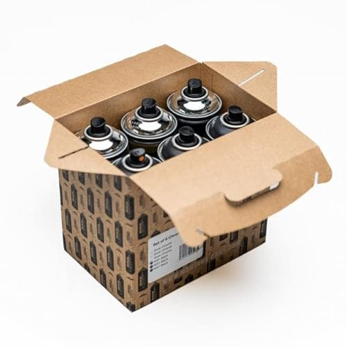 Montana Black - Chrome & Black Box Set (6) Spray Paint Bundle - 6 x 400ml Cans