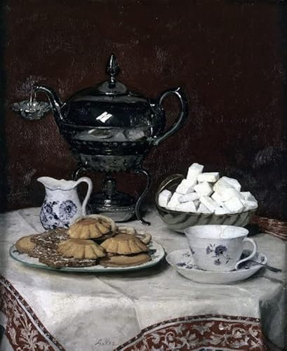 ZIMARO Leinwand Wandbild Kunstdruck Leinwand Malerei Poster Berühmt Stilleben mit Teeservice Albert für Flurdekoration 60x90cm