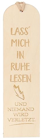 Spruchreif | Lesezeichen aus Holz mit Gravur und Lederband | Hölzernes Lesezeichen | Geschenke für Buchliebhaber | Bücherwurm | Lesezeichen mit Gravur „Lass mich in Ruhe lesen“