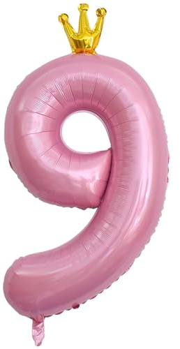 ASTARON Luftballon 9 Rosa Zahl 9 Ballon 40 Zoll Zahlenballon für Geburtstag Party Dekorationen, 9. Geburtstag Ballons mit Krone für Mädchen Geburtstag Party Dekoration Jahrestag Dekorationen