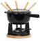 Mahlzeit Gusseisen Fondue Set für 6 Personen | 2 Liter | Fondueset 13 teilig mit Brenner und Gabeln | Fondue-Set, Käsefondue Set, Fleischfondue Set, Schokofondue Set (Schwarz emailliert)