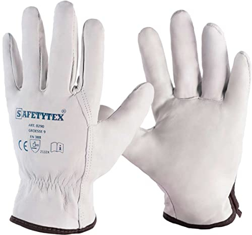 Safetytex Nappaleder Arbeitshandschuhe Naturfarben (Gr.8, 3 Paar) | Leder Schweißerhandschuhe, robuste Montagehandschuhe, optimaler Schutz, höchste Ansprüche, langlebig