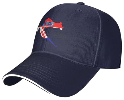 GANghaONshoP Baseballkappe mit Kroatien-Flagge, für Herren und Damen, coole verstellbare Baseballkappe, Marineblau, 6 7/8/7 3/8