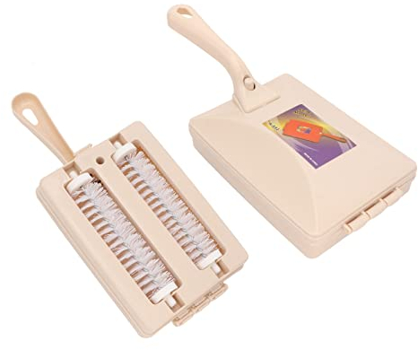 Carpet Floor Sweeper Manual with Horsehair, Sweep Carpet and Floor Sweeper with Dual Rotating System and 2 Corner Brushes for Cleaning Pet Hair, Loose Debris, Lint