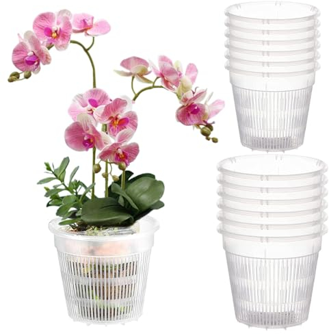 Orchideentopf Mit Löchern Töpfe Für Orchideen 12 Stück Orchideen übertopf 14 Cm & 10,9 Cm Transparente Orchideentöpfe Zum Umtopfen Atmungsaktiver Blumentopf Mit Schlitzen Blumentopf Aus Kunststoff